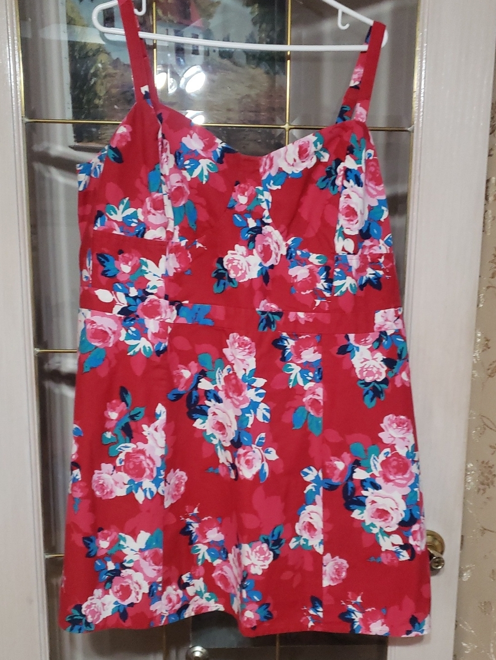 Jessica Simpson Madelynn Floral Fit & Flare Mini Dress Red Pink Size 3X Plus